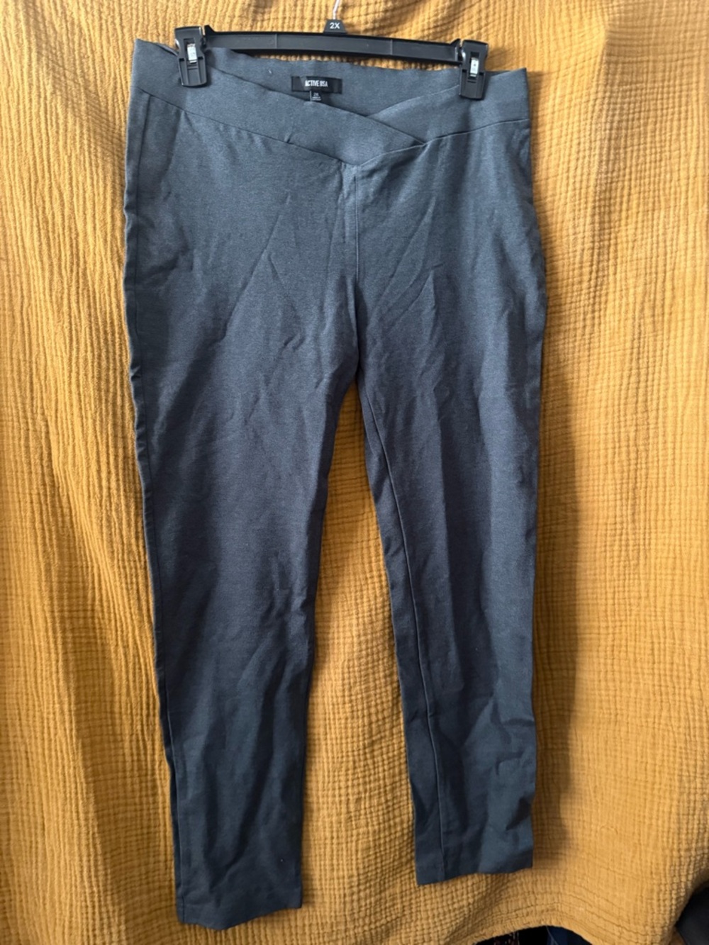 Active USA Charcoal Cross-Front Ponte Pants